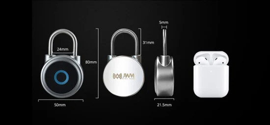 Cadenas électronique intelligent à empreintes digitales Jwm Security, cadenas à empreintes digitales rechargeable sans clé