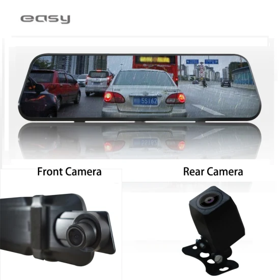 Caméra de rétroviseur de 9.66 pouces, enregistreur vidéo DVR Dashcam pour voiture avec vue divisée WDR et reconnaissance de scène Ai